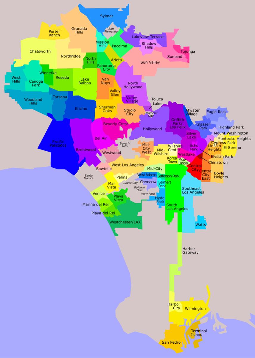 Mappa Del Quartiere Di Los Angeles Dintorni E Periferia Di Los Angeles